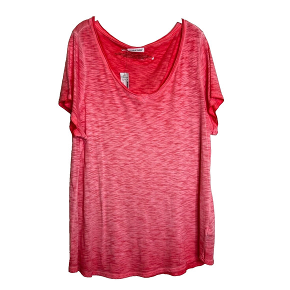 Maurices Womens Tee Size 2X Heathered Pink Short Sleeve Scoop Neck Cotton Modal - Picture 1 of 7